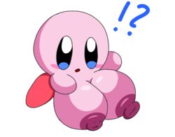 ball_with_hyper_features big_breasts blush breasts confused cute cute_face ebi10000000000 female female_only huge_breasts kirby kirby_(series) nintendo pink_body pink_skin rule_63 solo solo_female waddling_head