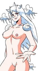 1girls breasts clouds female humanoid jojo's_bizarre_adventure looking_at_viewer naked red_eyes rule_63 shounen_jump stand_(jjba) stone_ocean tinafate1 weather_report weather_report_(stand)