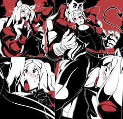 2020 big_breasts breasts cerberus_(helltaker) comic demon demon_girl female helltaker helltaker_(character) nisego tagme thick_thighs wide_hips