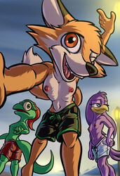 2020 anthro avian bassybefuddle beach beak bird breasts brown_nose canid canine casual_exposure clothed clothing countershade_face countershade_torso countershading darma_(rock_dog) dreamworks feathers female flat_chested fox fur green_body green_scales group hair hand_on_hip hi_res hirundinid lizard lizzie lizzie_green looking_aside looking_at_viewer mammal mobian_(species) multicolored_body multicolored_fur navel nipples one_eye_closed open_mouth orange_body orange_fur oscine partially_clothed passerine public public_exposure purple_body purple_feathers rear_view red_hair reptile rock_dog scales scalie seaside sega selfie shocked smile sonic_(series) sonic_riders sonic_the_hedgehog_(series) standing swallow_(bird) swimming_trunks swimwear teeth tongue topless topless_female two_tone_body two_tone_fur wave_the_swallow white_body white_countershading white_fur wink yellow_beak