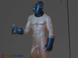 1boy big_penis fourtisverygay gloves male male_only mask masked muscles muscular pyro_(team_fortress_2) sfm solo solo_focus solo_male team_fortress_2