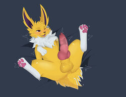 animal_genitalia animal_penis balls big_penis canine_penis eeveelution erection feral genitals jolteon kitorie knot male male_focus male_only male_solo nintendo one_eye_closed pawpads penis pokémon_(species) pokemon solo solo_male tongue tongue_out video_games