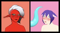 blush cat_ears catgirl confurr demon embarrassed female neko penis red_skin tentacle tentacle_penis