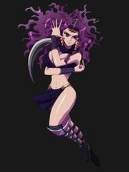 1girls battle_tendency breasts female horns humanoid jojo's_bizarre_adventure kars large_breasts light-skinned_female light_skin loincloth long_hair mokuzu pillar_men purple_hair rule_63 shounen_jump solo tagme villainess