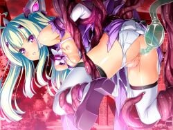 ahoge amakubo_yuri anal ass breasts brooch censored clenched_teeth clothing_aside detached_sleeves elbow_gloves enema exs-tia_flora female game_cg ganusgil gloves green_hair hair_ornament inoino jewelry kouyoku_senki_exs-tia large_variant_set leotard leotard_aside long_hair looking_back magical_girl monster_boy mosaic_censoring nipples non-web_source official_art purple_eyes pussy rape red_sky restrained shiny_skin skirt sky slime_(substance) small_breasts solo suspension teeth tentacle tentacle_sex thighhighs torn_clothes torn_leotard torn_skirt variant_set white_gloves white_thighhighs