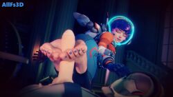 1boy 1boy1girl 1girls 3d allfs3d animated barefoot blue_hair blue_nails clothed_female cum cum_on_feet feet foot_fetish footjob juno_(overwatch) longer_than_30_seconds longer_than_one_minute original_voice overwatch overwatch_2 reverse_footjob sound tagme teo_minh video