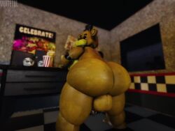 3d animated ass ass_focus balls big_ass five_nights_at_freddy's golden_freddy_(fnaf) huge_ass looking_back male muitetul no_sound penis scottgames tagme twerking video