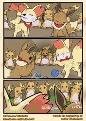 absurd_res anus ass canid canine clothing eevee female fennekin feral food generation_1_pokemon generation_6_pokemon genitals group hi_res kerchief kerchief_only male milachu92 mostly_nude neckerchief neckerchief_only neckwear nintendo pokemon pokemon_(species) pokemon_mystery_dungeon pussy raichu rodent satchel scuff_marks spike_chunsoft undressing undressing_self vulva