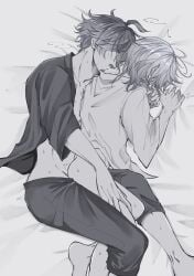 alhaitham_(genshin_impact) anal anal_sex gay genshin_impact kaveh_(genshin_impact) monochrome yaoi