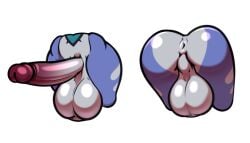 anthro anus ass backsack balls ballsack big_balls big_butt big_penis blue_body blue_scales freckles_(artist) genitals grey_body grey_scales hi_res huge_balls huge_cock lovander male male_only pal_(species) palworld penis penis_only perineum pocketpair presenting presenting_anus presenting_hindquarters pubic_tattoo sammie_(zombiedwolf) scales solo tattoo thick_thighs