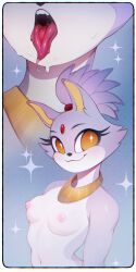 absurd_res anthro blaze_the_cat bodily_fluids breasts female hi_res nipples saliva sega solemnvesper solo sonic_(series) sonic_the_hedgehog_(series) tongue tongue_out