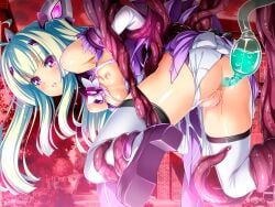 ahoge amakubo_yuri anal anal_object_insertion ass bound breasts brooch censored clenched_teeth clothing_aside detached_sleeves elbow_gloves enema exs-tia_flora female game_cg ganusgil gloves green_hair hair_ornament inoino jewelry kouyoku_senki_exs-tia large_variant_set leotard leotard_aside long_hair looking_back magical_girl monster_boy mosaic_censoring nipples non-web_source object_insertion official_art purple_eyes pussy rape red_sky restrained shiny_skin skirt sky small_breasts solo suspension teeth tentacle thighhighs torn_clothes torn_leotard torn_skirt variant_set white_gloves white_thighhighs