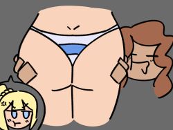 ass_focus ass_grab blush kkt05 lillie_(pokemon) oc original_character original_characters panties pokemon pout pouting self_upload striped_panties