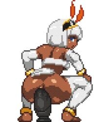 1girls animated animated ass brown_skin dark_skin dildo female game_cg masturbation orgasm penetration pixel_animation pixel_art princess_ish princess_reconquista riding_dildo sex_toy solo sorry_carl tagme
