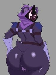 1girls 2025 ass ass ass_focus bear female female female_only fortnite fortnite:_battle_royale handwear headwear laboskisota looking_at_viewer looking_back looking_back_at_viewer pussy raven_team_leader solo solo_female tagme tail vagina
