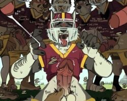 american_football american_football_uniform anthro arm_hair aroused aroused_by_another aroused_face aroused_male ball_fondling balls barefoot blush blush_lines bodily_fluids body_hair body_worship bottomwear bottomwear_around_legs bottomwear_down bros_being_bros bully bullying canid canine canis clothed clothing clothing_around_legs cum cum_in_mouth cum_inside cum_on_another cum_on_clothing cum_on_face cum_on_hand cum_on_helmet cum_on_partner cum_on_partner's_face dialogue dirty_talk dominant dominant_anthro dominant_male drinking drinking_cum ejaculation english_text erection fangs feet field field_background fondling fondling_penis foot_fetish foot_play foot_wraps football_field football_gear football_helmet football_jersey football_pants football_player football_team football_uniform footjob footjob_while_masturbating fur gangbang genital_fluids genital_outline genitals grass grey_body grey_fur group group_masturbation group_sex hairy_legs hi_res holding_erection holding_penis homophobia humiliation humiliation_fetish jerro jock kneeling kneeling_on_ground kyash-tyur leg_hair licking licking_cum looking_pleasured lost_in_pleasure male male/male mammal manly masturbation muscular muscular_anthro muscular_male musk musk_clouds musk_worship no_homo orgasm orgasm_face outside pants pants_around_legs pants_down partially_clothed penis plant pleasured_male pubes pubes_exposed public_erection public_orgasm red_clothing red_helmet red_jersey red_shirt red_topwear rubbing_penis self_grope sex shirt shocked sky sport stroking_penis submissive submissive_anthro submissive_male sweat sweatdrop sweaty_arms sweaty_body sweaty_clothing sweaty_face sweaty_legs taunting taunting_partner teasing teasing_partner teeth text throbbing throbbing_penis tongue tongue_hanging_out tongue_out topwear unwanted_erection wolf wraps yellow_bottomwear yellow_clothing yellow_pants