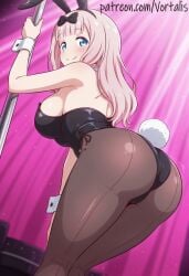 adorable ai ai_generated alluring areolae_visible_through_clothing armpit ass athletic beautiful bedroom_eyes black_bunny_ears black_hair_bow black_leotard black_pantyhose blue_eyes blurry_background blush breath bright_light bunny_costume bunny_ears bunny_girl bunny_tail cameltoe character_focus clean_lines close-up club confident confident_stare cuffs cute defined_back detailed_face detailed_hair detailed_skin dramatic_lighting female fit_girl focused from_behind fujiwara_chika full_body_view glistening glowing_skin hair_ornament hair_over_shoulder hairbow half-closed_eyes high_contrast high_quality holding_pole indoors inviting kaguya-sama_wa_kokurasetai kaguya-sama_wa_kokurasetai_~tensai-tachi_no_renai_zunousen~ labia_bulge large_breasts leotard light_and_shadow light_smile long_eyelashes long_hair looking_at_viewer looking_back moist nipples_visible_through_clothing pale_skin pantyhose pantyhose_sheen parted_lips perfect_breasts perky_nipples pink_hair pink_light playful plump_butt pole pole_dancing posing pussy_mound round_ass seductive shiny_clothing shiny_pantyhose shiny_skin sideboob simple_background skin_texture smiling smug soft_lighting solo spotlight stage steam strapless_leotard strong_back subtle_blush sweat teasing thick_thighs thigh_gap toned vortalis waist_up warm wet white_bunny_tail white_cuffs wide_hips