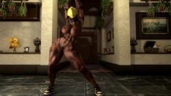 3d 3d_animation abs animated big_breasts chocoladynsfw dancing dark-skinned_female dark_hair final_fantasy final_fantasy_xiv fingerless_gloves hyur long_hair masked_female muscular_female music nude shoes sound swinging_hips tagme tattoos thick_thighs video