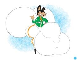 aliasing anthro artist_logo artist_name ass big_bulge big_butt bottom_heavy bottomwear bubble_butt buddy_thunderstruck_(character) buddy_thunderstruck_(series) bulge canid canine canis clothing countershade_face countershading curvy_figure detailed_bulge digital_media_(artwork) domestic_dog eyelashes fangs featureless_feet feet femboy footwear freckled_face freckles grinning_at_viewer hi_res huge_bulge huge_butt huge_hips huge_thighs hyper hyper_bulge hyper_butt jacket logo looking_at_viewer male mammal one_eye_closed pants shoes signature solo teeth text thatdawgmurray thick_thighs topwear whiskers wide_hips wink winking_at_viewer