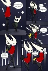 absurd_res anthro big_penis clothing comic dialogue dress duo female genitals hi_res hollow_knight hornet_(hollow_knight) hyper hyper_penis incest male penis pornwhal protagonist_(hollow_knight) sex siblings size_difference small_but_hung stomach_bulge straight team_cherry vaginal_penetration vessel_(species) video_games