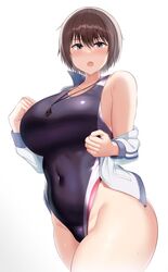 1girls big_breasts female female_focus female_only short_hair swimsuit tagme tsukunendo whistle