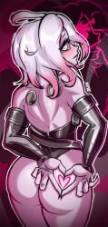 ass ass_focus briar_(league_of_legends) butt butt_focus claws goth_makeup heart latex league_of_legends leather makeup ner0420 nero smile smiling_at_viewer wallpaper