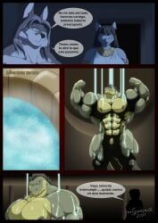 2021 abs anthro bast bastet_(xxsparcoxx) bicep_curl biceps big_breasts big_muscles black_hair breasts brown_body brown_fur brown_hair canid canine canis closed_eyes clothing comic crocodile crocodilian deity digital_media_(artwork) domestic_cat ear_piercing ear_ring egyptian egyptian_clothing egyptian_mythology felid feline felis female fur genitals green_body green_scales group hair hi_res huge_muscles lion male mammal middle_eastern_mythology multicolored_body multicolored_fur multicolored_scales muscles muscular muscular_anthro muscular_male mythology nude pantherine pecs penis piercing reptile ring_piercing rinsing scales scalie sekhmet sekhmet_(xxsparcoxx) sobek sobek_(xxsparcoxx) spanish_text speech_bubble tan_body tan_fur teeth text two_tone_body two_tone_fur two_tone_scales water wepwawet wepwawet_(xxsparcoxx) wolf xxsparcoxx