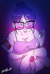 1boy1girl belly belly_fat belly_fetish belly_focus belly_grab belly_overhang bellyfuck bellyjob big_belly chubby chubby_female cum cum_on_belly cumshot fat fat_belly fat_female fat_fetish female female_focus glasses male obese overweight_female soda_can spookytheimp