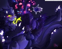 2boys ass ass_grab bright_colors buck_(kaiju_paradise) claws cum_inside dark_fur fe7r8iode furry furry_only gay gay_sex glowing_eyes gootraxian hebi_(kaiju_paradise) holding_legs horns kaiju_paradise male/male male_only paws raytraxian request roblox roblox_game saliva_drip self_upload snake_tongue tail tufted_fur