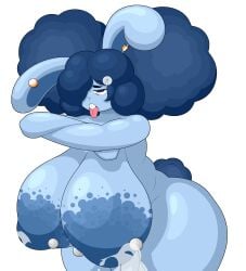 1boy 1femboy afro animated animation big_breasts big_tits blue_hair blue_skin breasts breasts_bigger_than_head busty_boy gif gushing_milk huge_areolae huge_breasts huge_nipples huge_tits kurtus_plumbum lactating lactation lagomorph lagomorph_humanoid large_areolae male male_lactation male_only male_with_breasts mydarktears thick_thighs