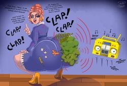 ass_bigger_than_head boombox bottom_heavy clapping_ass clapping_buttocks clapping_cheeks fart fart_cloud fart_fetish farting fat_ass huge_ass ms._frizzle musical_symbol orange_hair skunk_bunk the_magic_school_bus thick_thighs twerk twerk_farting twerking twerking_to_music