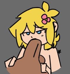 2boys ahoge bangs bare_shoulders basil_(omori) blonde_hair blowjob chibi close-up completely_nude eyebrows_visible_through_hair femboy flower friends gay grey_background hair_between_eyes hair_flower hair_ornament hairclip kel_(omori) kkt05 male_focus medium_hair multiple_boys nude omori self_upload short_hair short_hair_with_long_locks sidelocks simple_background upper_body yaoi