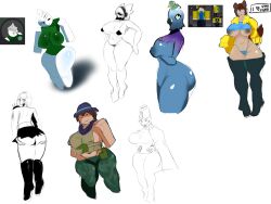 7girls areolae artist_request ass big_ass bikini blocky_body breasts collage female female_only multiple_poses nipples partially_clothed partially_colored reference_image roblox roblox_avatar robloxian shirt_up sideboob simple_background sketch skimpy skimpy_bikini standing tagme thick_thighs thighs