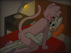 2d_animation 4:3 animated anthro anthro_penetrated ass balls bed blush bodily_fluids breasts colored condom cowgirl_position digital_drawing_(artwork) digital_media_(artwork) domestic_cat duo eggnaug erection felid feline felis female female_penetrated frame_by_frame freckles from_front_position fur furniture genital_fluids genitals hair happy hi_res lamp light lighting loop lucy_(eggnaug) lying lying_on_bed male male/female male_penetrating male_penetrating_female mammal markings marshall_(eggnaug) nude on_back on_bed on_bottom on_top penetration penile penile_penetration penis penis_in_vagina pussy romantic romantic_couple romantic_sex safe_sex sex sexual_barrier_device shaded short_playtime smile spots spotted_body spotted_fur tail text tongue tongue_out vaginal_fluids vaginal_penetration watermark whiskers