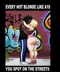 ai_generated android_18 animated blonde_hair blue_eyes cheating cuckold dark-skinned_male dragon_ball dragon_ball_super dragon_ball_z exhibitionism huge_ass interracial male microskirt netorare ntr panties pinkpawg tagme thick_thighs video wide_hips