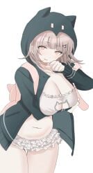 1girls adorable adorable_face adorable_girl big_breasts breasts brown_hair busty busty_female curvaceous curvy curvy_body curvy_female curvy_figure curvy_hips cute cute_but_busty cute_face cute_female cute_girl danganronpa danganronpa_2:_goodbye_despair female flipped_hair galaga hair_ornament highres hourglass_figure huge_breasts ikemen'na_ore-shi jacket large_breasts long_sleeves looking_at_viewer medium_hair nanami_chiaki navel open_clothes open_jacket pink_eyes ribbon solo stomach voluptuous voluptuous_female