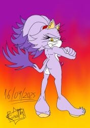 animal_genitalia animal_humanoid animal_penis anthro balls big_balls blaze_the_cat domestic_cat fangs felid felid_humanoid feline feline_genitalia feline_penis felis female genitals hair hi_res humanoid intersex intersex/female long_hair mammal mammal_humanoid penis ponytail rosetta456 sega solo solo_focus sonic_the_hedgehog_(series) teeth whiskers
