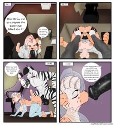 absurd_res animal_genitalia animal_penis anthro bodily_fluids cheating_wife comic cum dominant duo equid equine equine_genitalia equine_penis fellatio female finger_fuck fingering flat_colors genital_fluids genitals hi_res hyena infidelity interspecies interspecies_domination male male/female mammal multitasking nana_(mithrilfoxsheppard) office oral penile penis roleplay ruanshi sex vaginal_fluids vaginal_penetration veil zebra