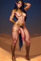 ai_generated desert ejaculation elf elf_futa futa_only futanari jewelry jewelry_only muscular muscular_futa solo