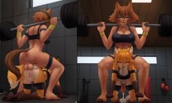 2024 anal anal_knotting anal_sex animal_genitalia animal_penis anthro anus athletic_wear balls big_balls big_penis blue_eyes bodily_fluids boxing_gloves breasts brown_hair canid canine canine_genitalia canine_penis claws clothed clothing cum cum_in_ass cum_inside cum_on_ground cumshot detailed_background duo ejaculation erection fox genital_fluids genitals gym gynomorph gynomorph/gynomorph gynomorph_penetrated gynomorph_penetrating gynomorph_penetrating_gynomorph gynomorph_penetrating_intersex hair handwear hi_res intersex intersex/intersex intersex_penetrated intersex_penetrating intersex_penetrating_gynomorph intersex_penetrating_intersex japanese_kobold knot knotting looking_pleasured mammal monster_girl_(genre) monster_musume muscular muscular_gynomorph muscular_intersex orange_eyes orange_hair orgasm penetration penile penile_penetration penis penis_in_ass polt_(monster_musume) red_penis senko-san seraziel sex squats sweat tail weights wristband