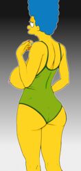 1girls blue_hair breasts female marge_simpson nipples pbrown solo swimsuit the_simpsons