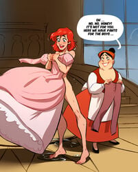 1boy 1girls ariel crossdressing disney disney_princess english_text fairy_tales fairybend femboy genderswap_(ftm) literature nude nude_male oblivious open_smile public_domain red_hair ripushko rule_63 smile solo_focus the_little_mermaid trap wet wet_hair