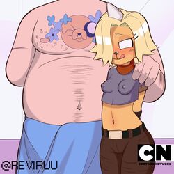 adventure_time belly bronwyn fat_man finn_the_human reviruu small_breasts ugly_bastard