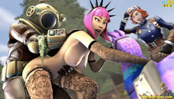 1boy 2girls 3d ahe_gao airheart_(fortnite) behind big_breasts big_penis breasts deep_penetration deep_sea_destroyer fortnite fortnite:_battle_royale llama n3xivm nipples pink_hair power_chord pussy scuba_diver stockings voyeur