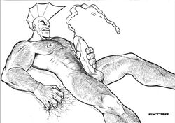 cum dragon ejaculation extro image_comics male male_only masturbation monochrome savage_dragon savage_dragon_(character) solo solo_male tagme