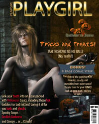 3boys barcode black_hair black_text blond_hair blue_eyes blue_hair brown_eyes clothed crossed_legs david_bowie english_text fey halloween heterochromia holding_object humanoid jareth labyrinth labyrinth_(1986) long_hair looking_away magazine_cover male male_only mullet multicolored_hair muscular muscular_male nude orange_text playgirl pumpkin realistic red_text running silver_hair sitting solo_focus streaked_hair tagme teeth_showing unknown_character winged_humanoid wings yellow_text