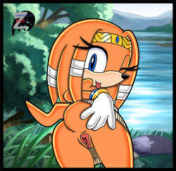 1girls 2d anus ass big_ass clitoris female furry looking_back mobian mobian_(species) mobian_echidna pussy sega solo sonic_(series) sonic_adventure sonic_the_hedgehog_(series) tail tikal_the_echidna tongue wink winking zetar02