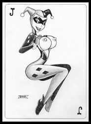 1girls batman_(series) big_breasts breasts dc dc_comics drawn female female_only harley_quinn harley_quinn_(classic) monochrome nipples solo supervillainess tagme villain villainess zeus(artist)