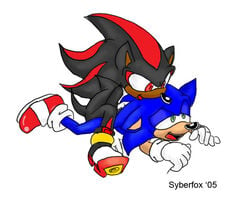 2005 anthro footwear fur gloves hedgehog lying male male_only mammal multiple_males nude on_front sex shadow_the_hedgehog shoes sonic_(series) sonic_the_hedgehog syberfox tagme yaoi