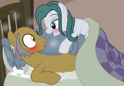 amber_eyes badumsquish bald bed big_penis blue_eyes blush cloudy_quartz_(mlp) duo equid equine female friendship_is_magic furniture genitals gynomorph gynomorph/male hasbro hi_res horse huge_cock hyper hyper_genitalia hyper_penis igneous_pie_(mlp) intersex intersex/male male mammal medial_ring my_little_pony penis pillow pony